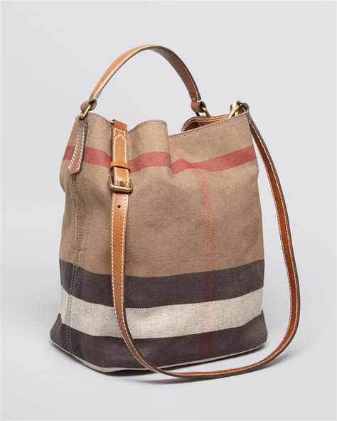 Burberry Ashby Canvas Bucket Bag .